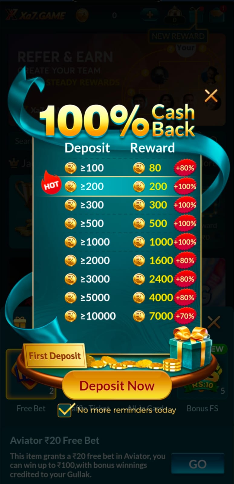 XA7 Game mobile interface for casino games and sports betting